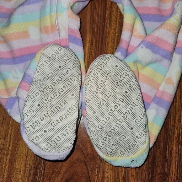 5 For $25 Kids Headquarters Rainbow Striped Unicorns Fleece Footies Size 18M - Picture 2 of 5